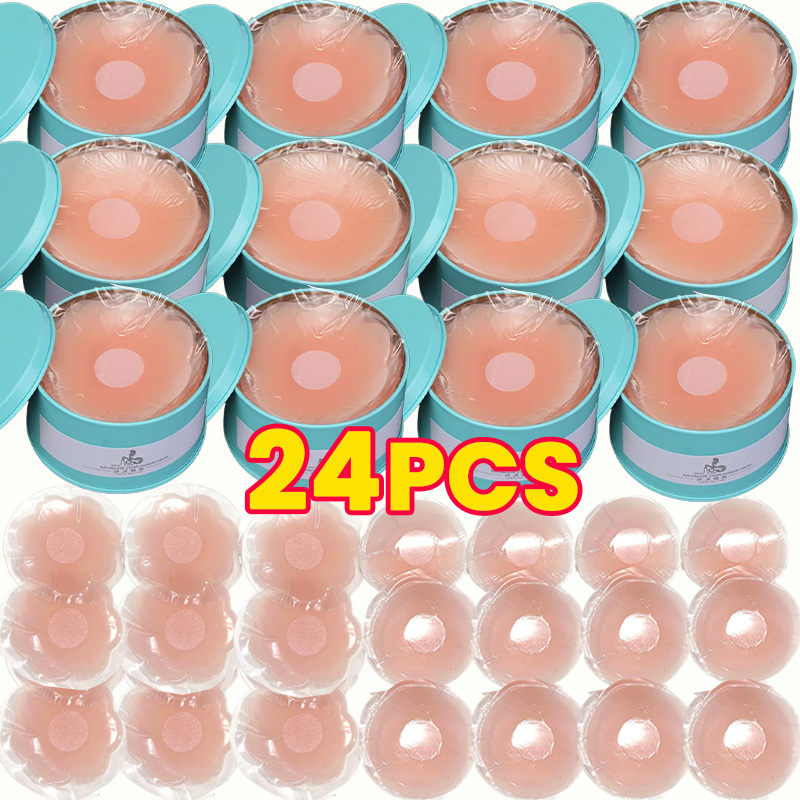 Silicone Bra Adhesive - 2026年女性用再利用可能バストペタルリフト見えないシリコンブラレスパッチパッド乳首カバー見えないペタル自己粘着ブラ