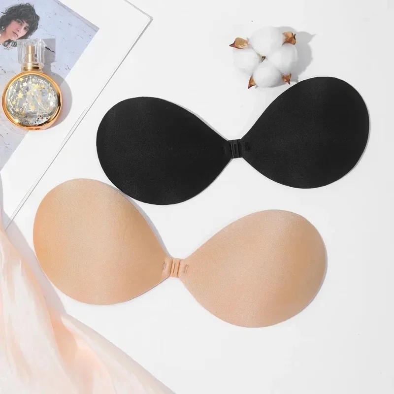Strapless Bra Backless - 1/2/4個入り 女性用ブラジャー インビジブルプッシュアップブラ セルフアドヒーシブシリコン シームレスフロントクロージャー 粘着式バックレスストラップレスブラ