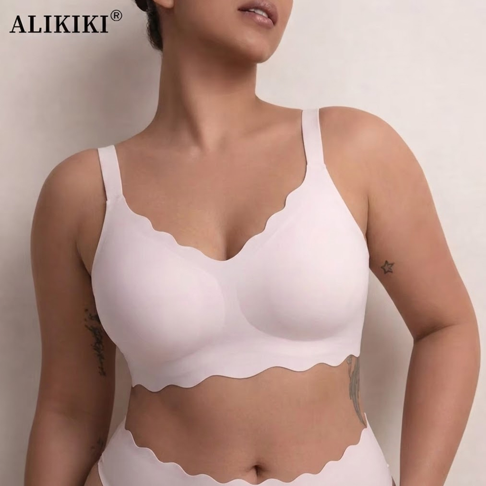 Bralette Wireless Soft - シームレスワイヤレスサポートブラ、プッシュアップ、快適で柔らかく、アンダーワイヤーなし、フルカバータイプのTシャツブラ、プラスサイズブラレット（女性用）
