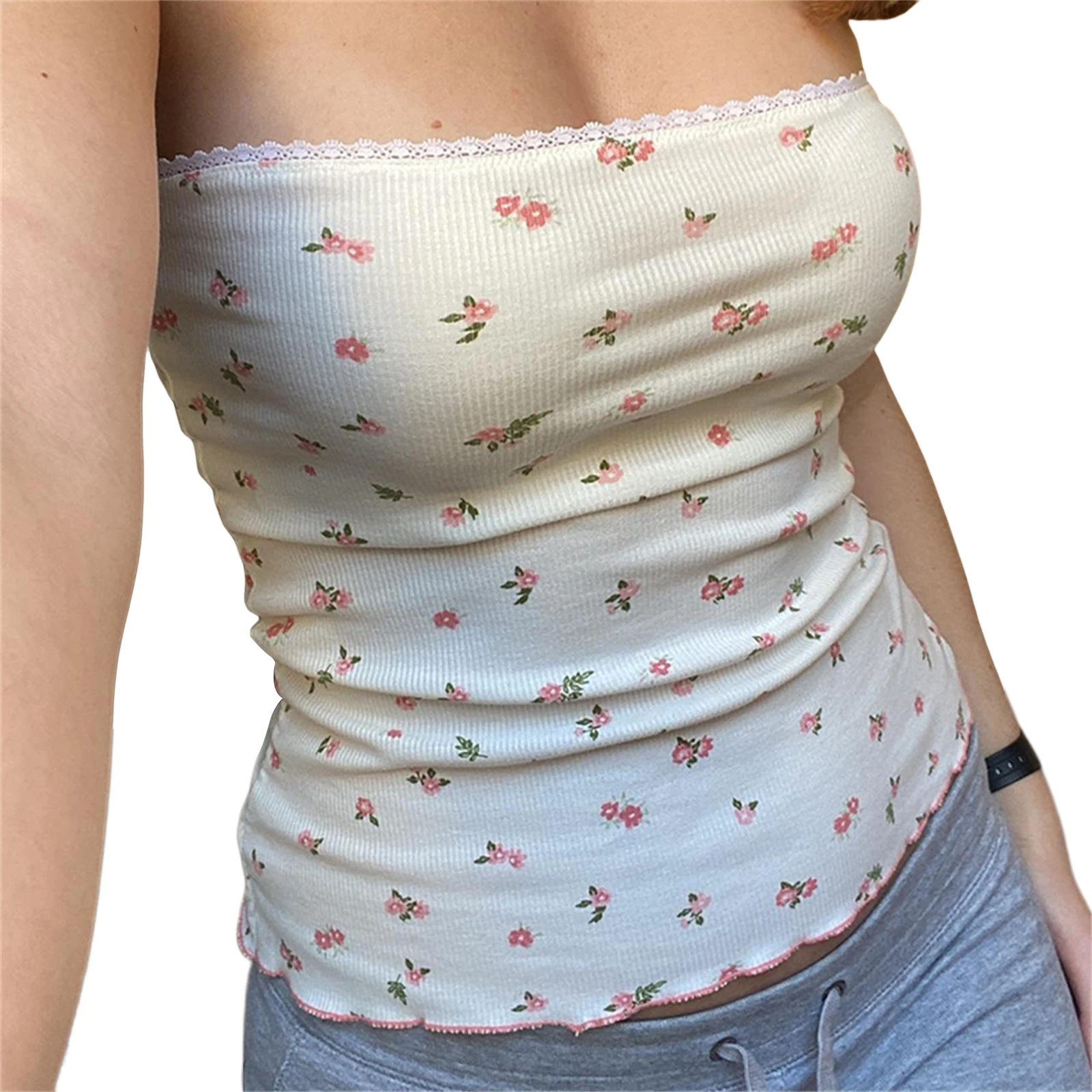 女性カジュアルチューブトップ、ストラップレスバックレスフラワ - Strapless Bra Backless のレビューと価格