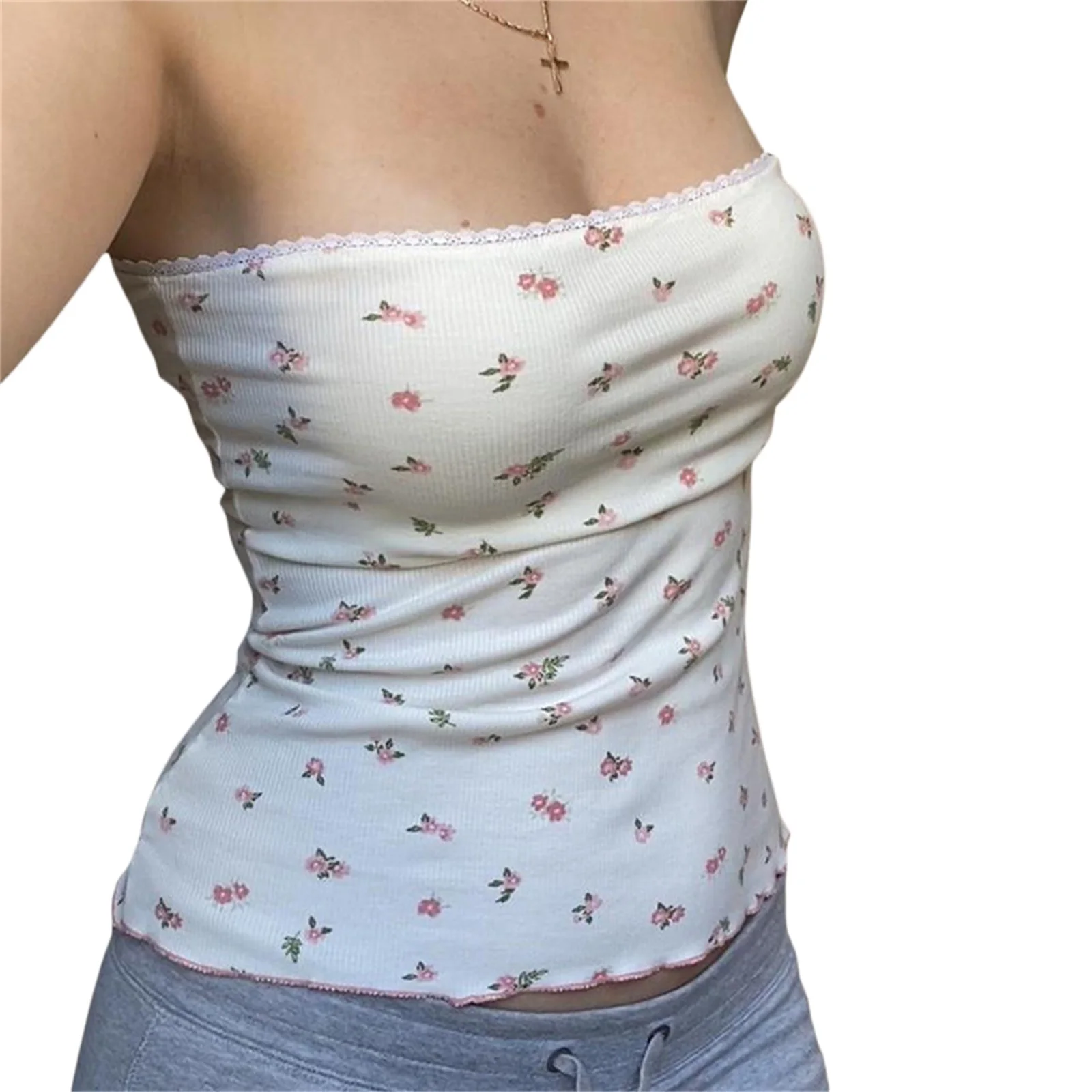 女性カジュアルチューブトップ、ストラップレスバックレスフラワ - Strapless Bra Backless のレビューと価格