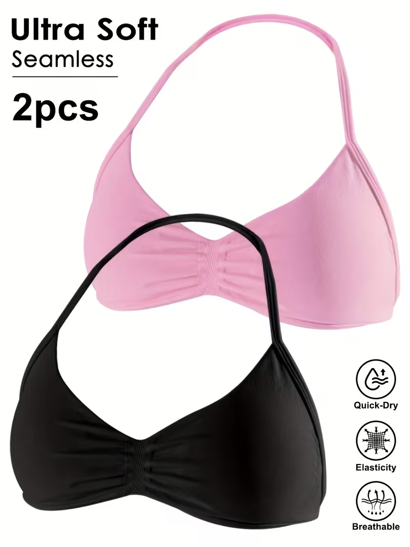 2枚組 シームレス セクシー オープンバック ジム ヨガ ク - Sports Bra High Impact のレビューと価格