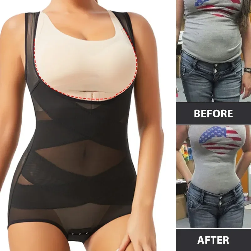 女性ボディスーツブリーフフルボディシェイパー下着シームレスな - Shapewear Bodysuit Firm のレビューと価格