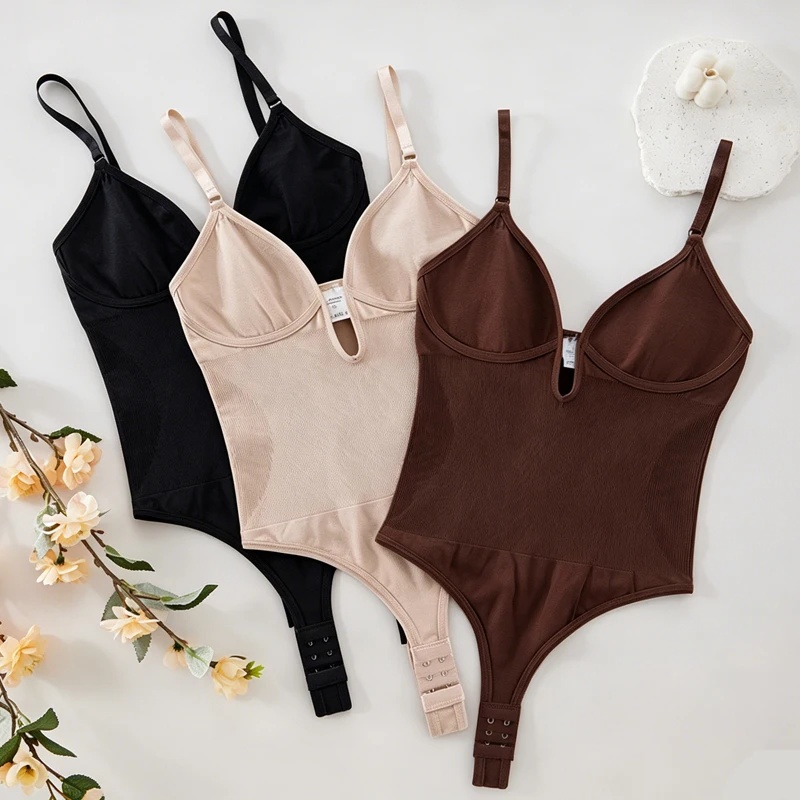 女性用バックレスボディスーツシェイプウェア、深いVネック、ス - Seamless Underwear Women のレビューと価格